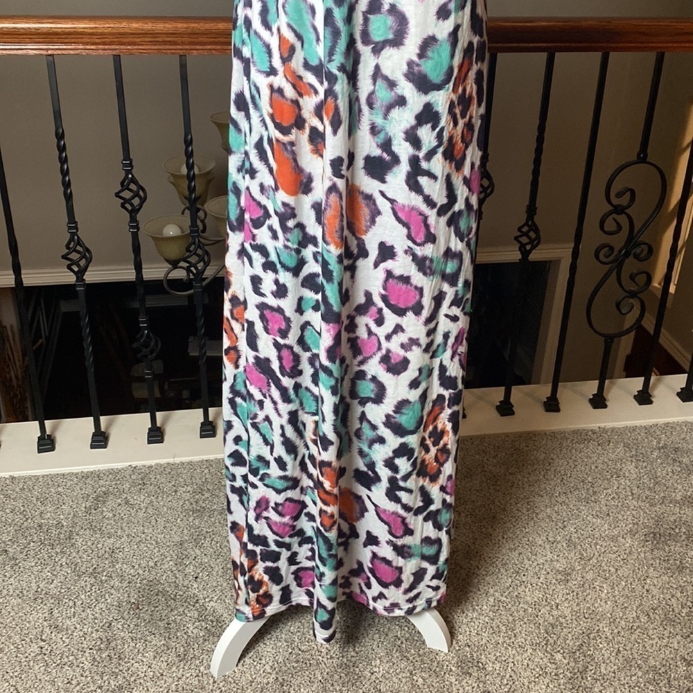 Venus Halter Sleeveless Animal Printed Open Back Maxi Long Dress size L - Picture 3 of 9